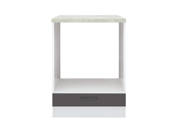szafka dolna pod piekarnik Junona Line, Kolor korpusów biały, Kolor frontów szary wolfram/biały połysk, Kolor blatu beton, 120955