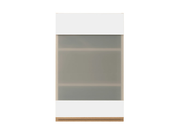 szafka górna z witryną Semi Line, Kolor korpusów dąb reveal, Kolor frontów biały połysk, 120202