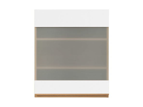 szafka górna z witryną Semi Line, Kolor korpusów dąb reveal, Kolor frontów biały połysk, 120208