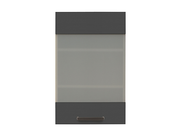 szafka górna z witryną Semi Line, Kolor korpusów dąb reveal, Kolor frontów czarny wulkaniczny, 146004