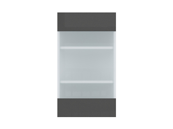szafka górna z witryną Tapo Special, Kolor korpusów biały alpejski, Kolor frontów antracyt ecru, 142934