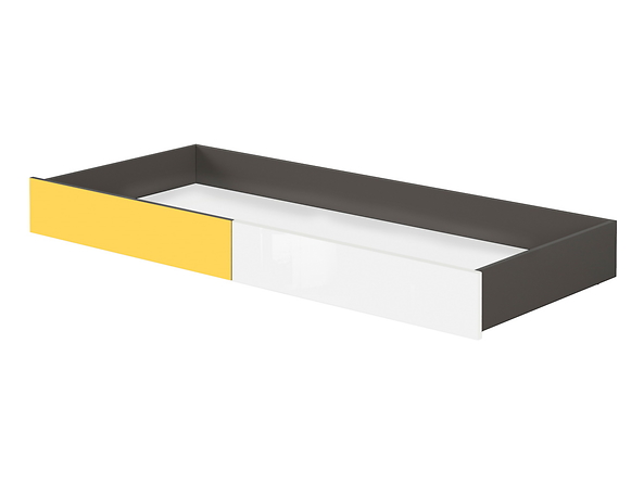 szuflada do łóżka 90 Graphic, Kolor wybarwienia szary wolfram/biały lustrzany połysk/żółty, 153270