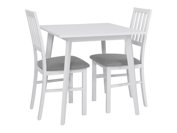 zestaw stół z krzesłami Asti, Kolor wybarwienia biały alpejski, Tkanina Inari 91 Grey, Wybarwienie drewna biały ciepły, 148640
