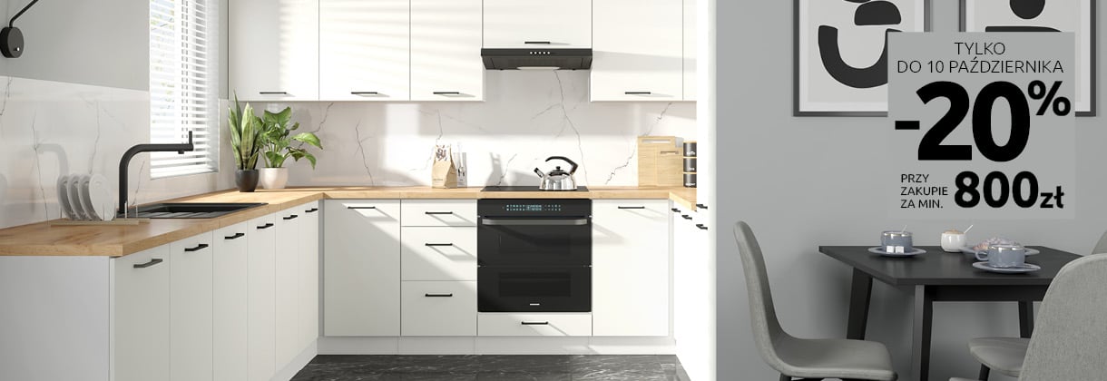 Meble kuchenne Junona Line -20% przy ich zakupie za min. 800 zł w Black Red White. Sprawdź!