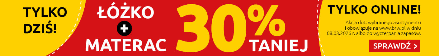 Łóżko i materac -30% taniej tylko dziś w Black red White