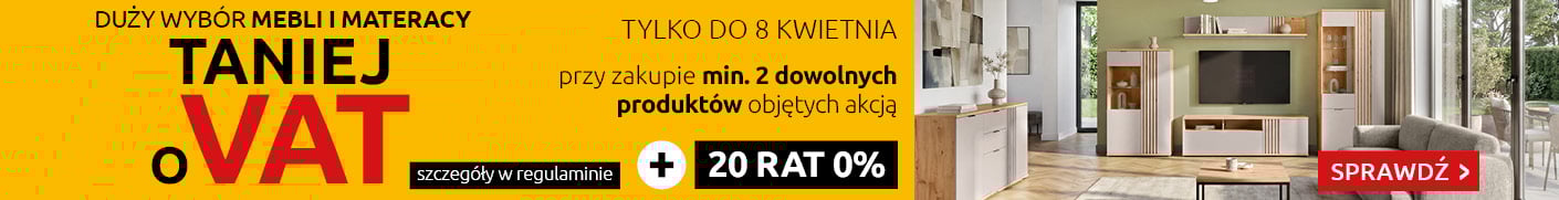 Duży wybór mebli taniej o VAT przy zakupie min. 2 dowolnych produktów objętych akcją w Black Red White. Sprawdź!