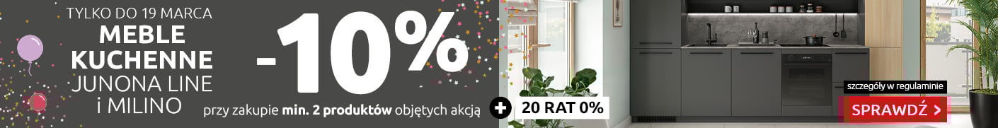 Meble kuchenne Junona Line i Milino -10% przy zakupie 2 produktów w Black Red White. Sprawdź!