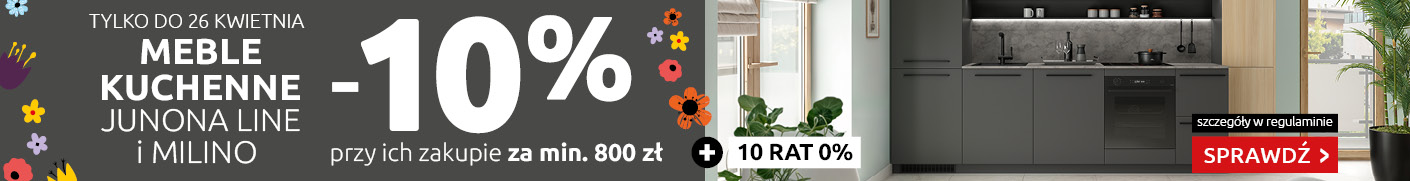 Meble kuchenne Junona Line i Milino -10% przy ich zakupie za min. 800 zł w Black Red White. Sprawdź!