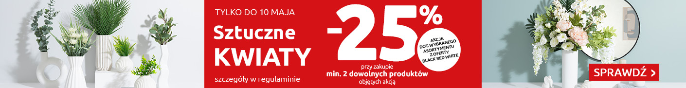 Sztuczne kwiaty -25% przy zakupie min. 2 dowolnych produktów objętych akcją w Black Red White. Sprawdź!