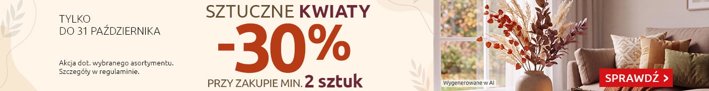 Sztuczne kwiaty -30% przy zakupie min. 2 dowolnych produktów objętych akcją w Black Red White. Sprawdź!