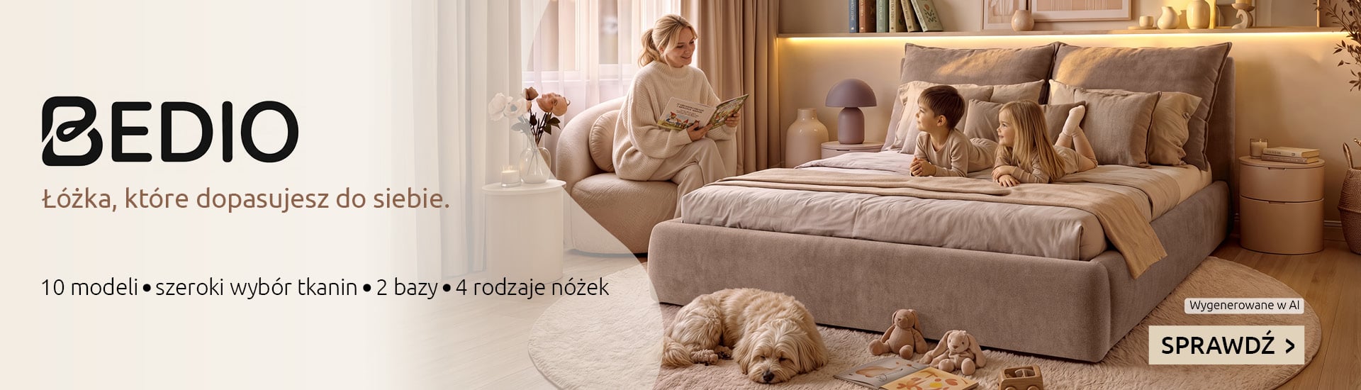 Kolekcja łóżek tapicerowanych Bedio. Wybierz idealne dla siebie w Black Red White