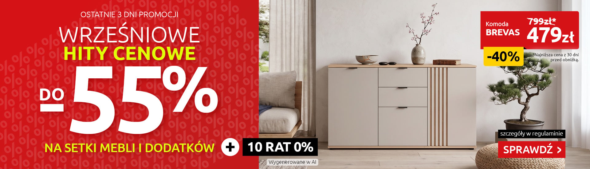 Wrześniowe HITY cenowe do -55% na setki mebli i dodatków w Black Red White