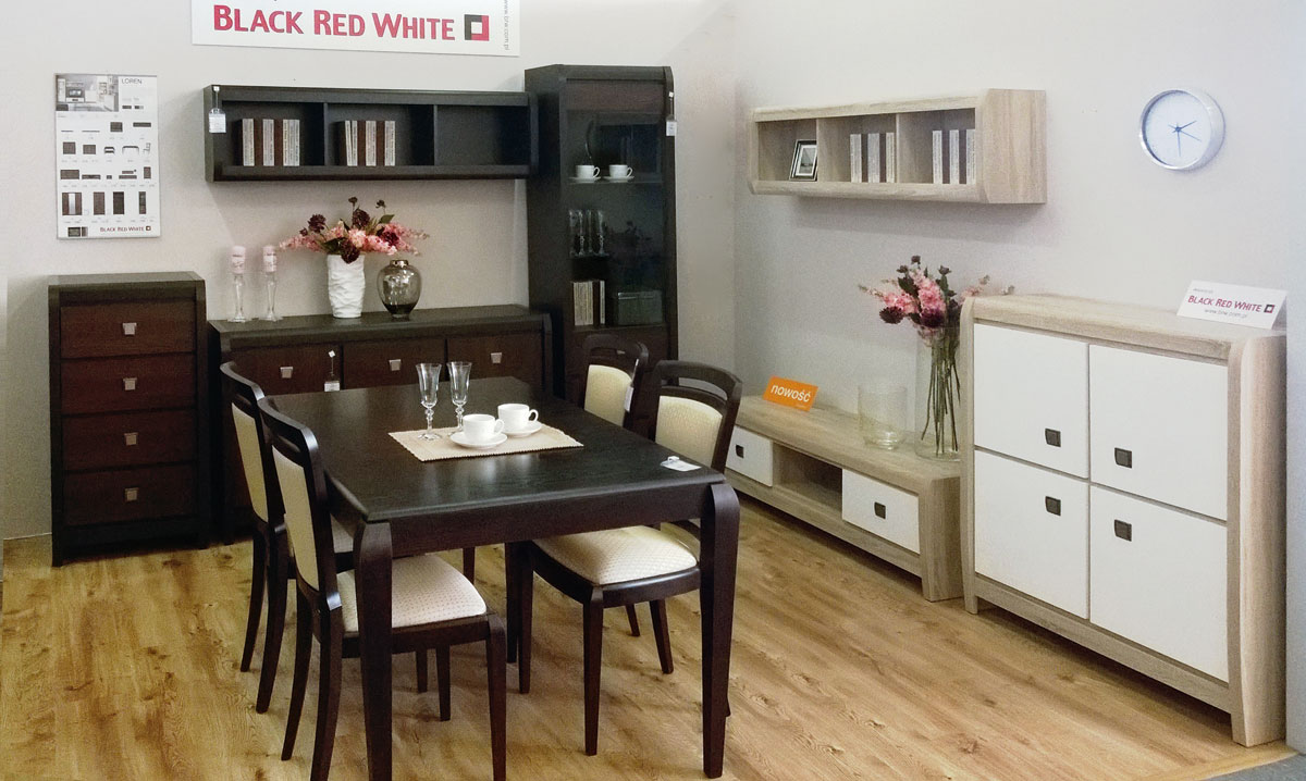 Ekspozycja mebli Black Red White w salonie partnerskim w Zawierciu
